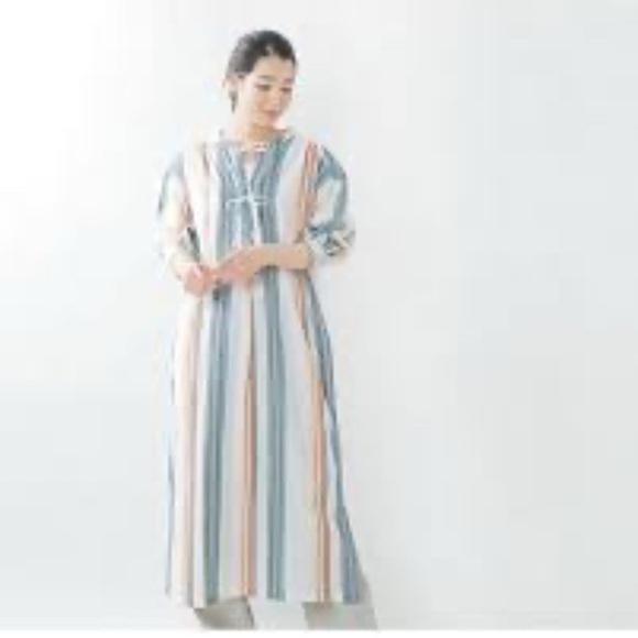 Dresses & Skirts - Sara Mallika SS21 100% Cotton Shirt Striped Pastel Midi Dress Pockets Size M/L